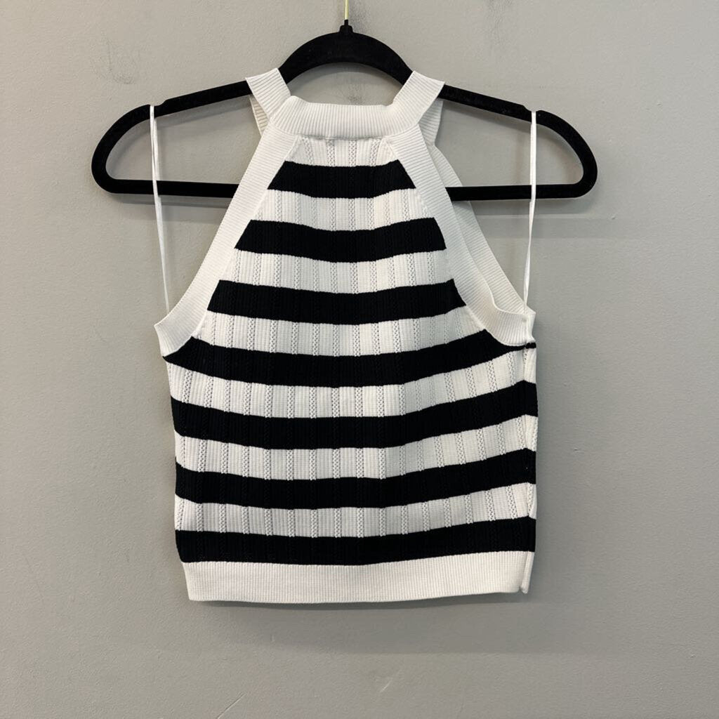 Happily Grey Striped Knit Tank Top Medium