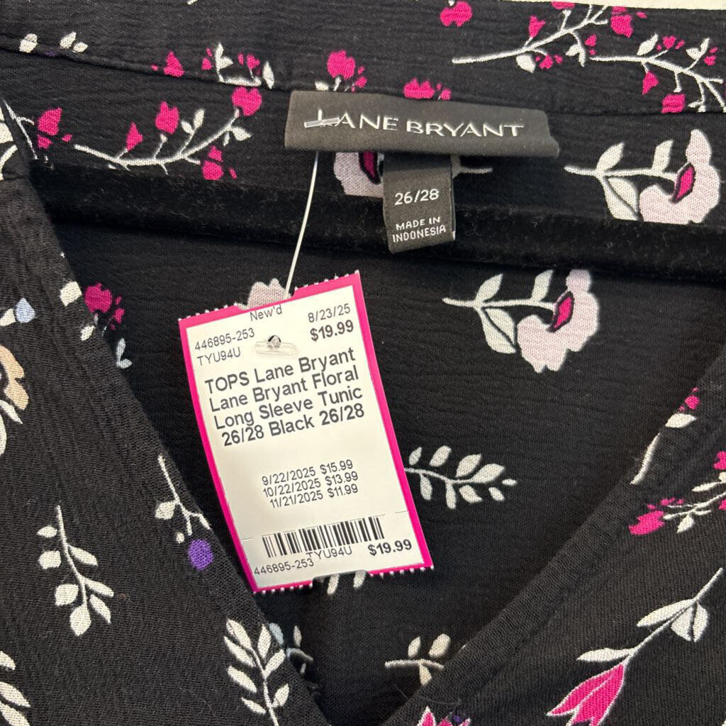 Lane Bryant Floral Long Sleeve Tunic 26/28