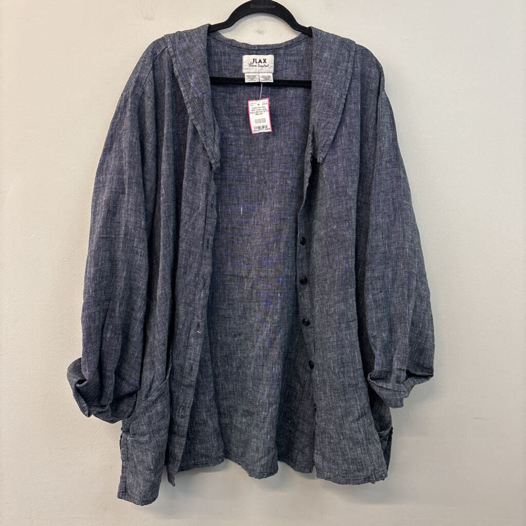 Flax 100% Linen Long Sleeve Button Up 3G