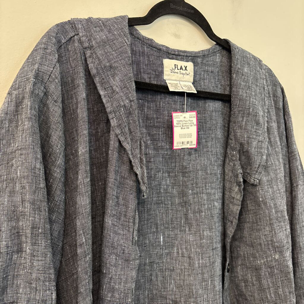 Flax 100% Linen Long Sleeve Button Up 3G