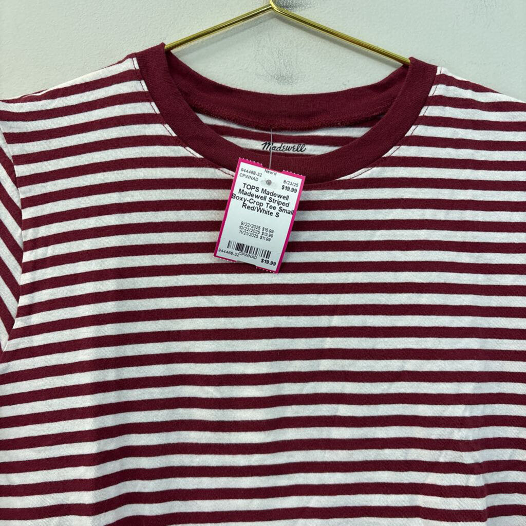 Madewell Striped Boxy-Crop Tee Small