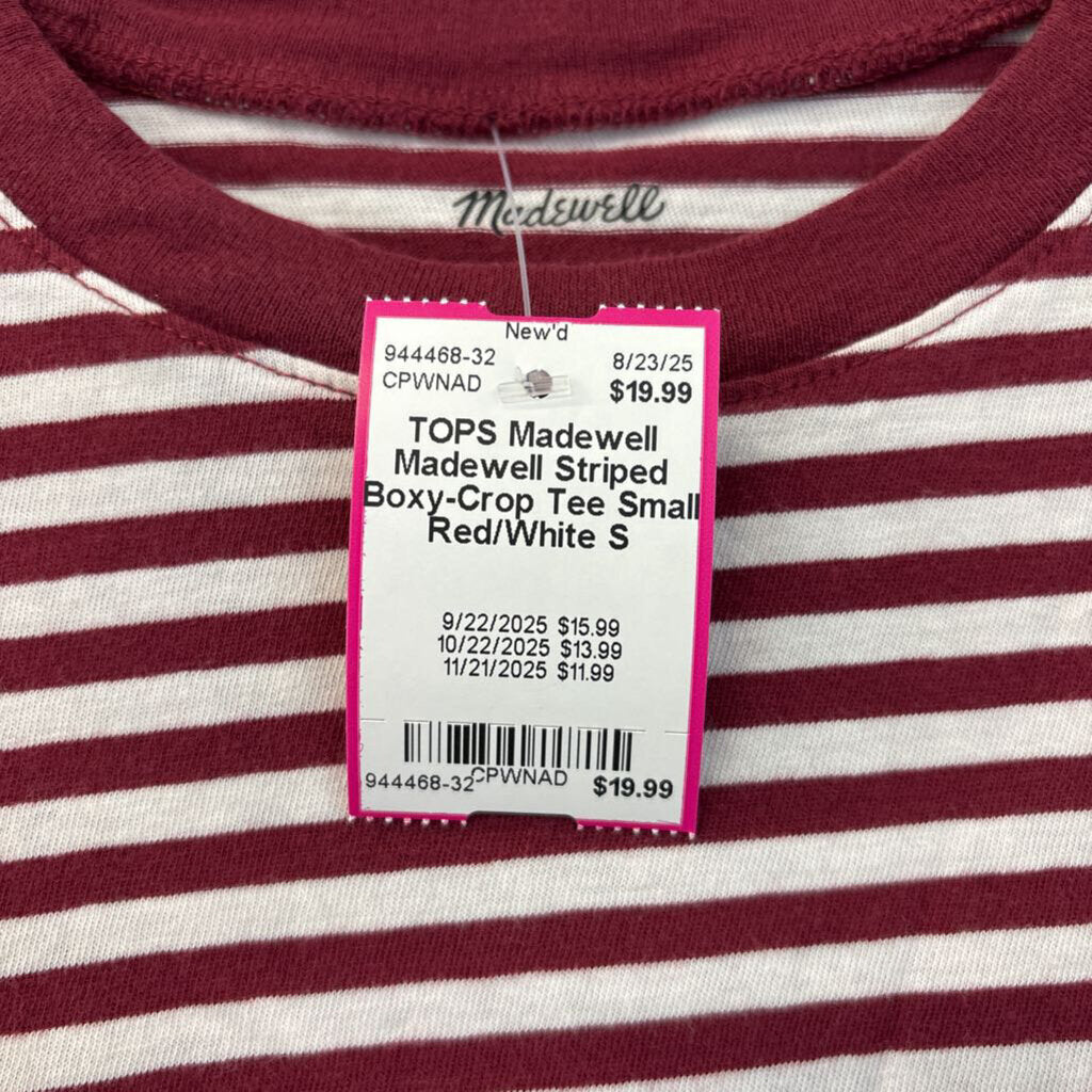 Madewell Striped Boxy-Crop Tee Small