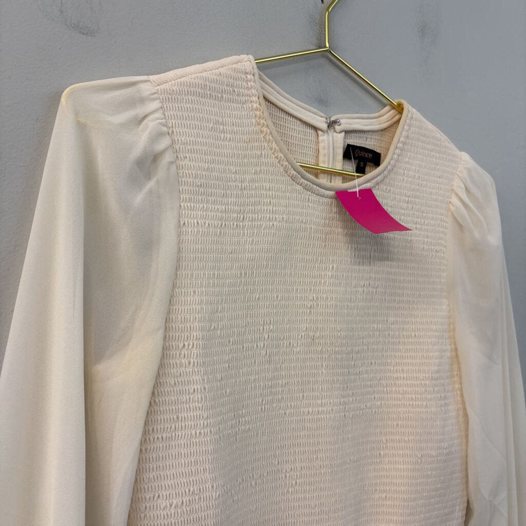 Quince Smocked Long Sleeve Ruffle Top Small