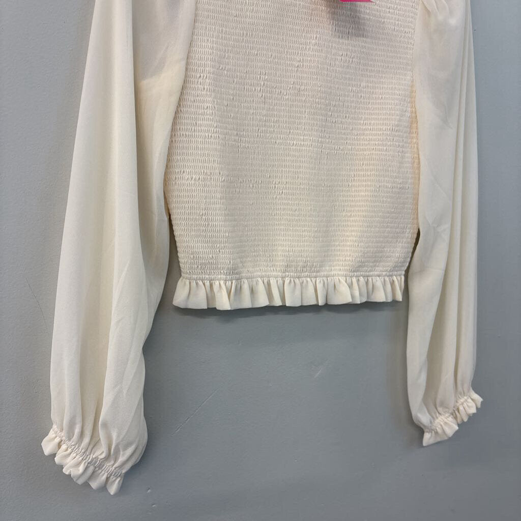 Quince Smocked Long Sleeve Ruffle Top Small