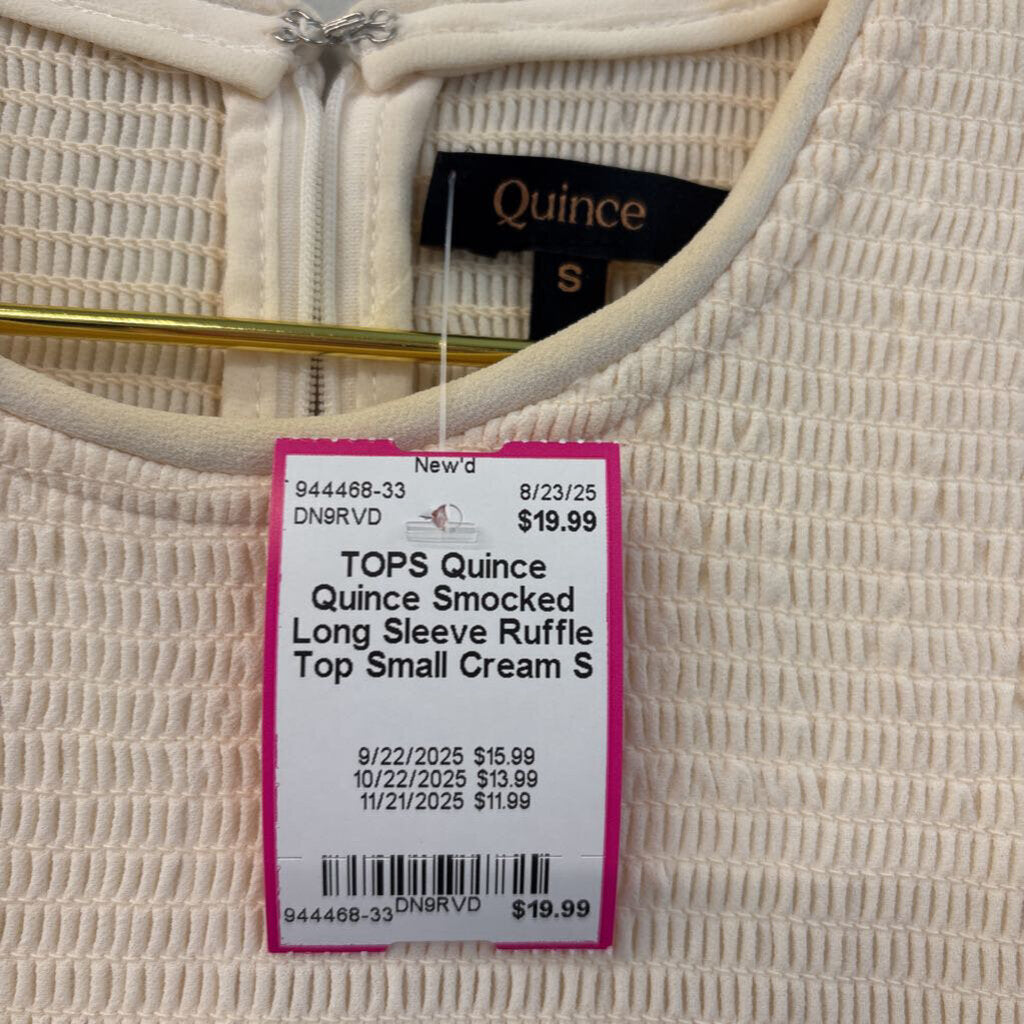 Quince Smocked Long Sleeve Ruffle Top Small