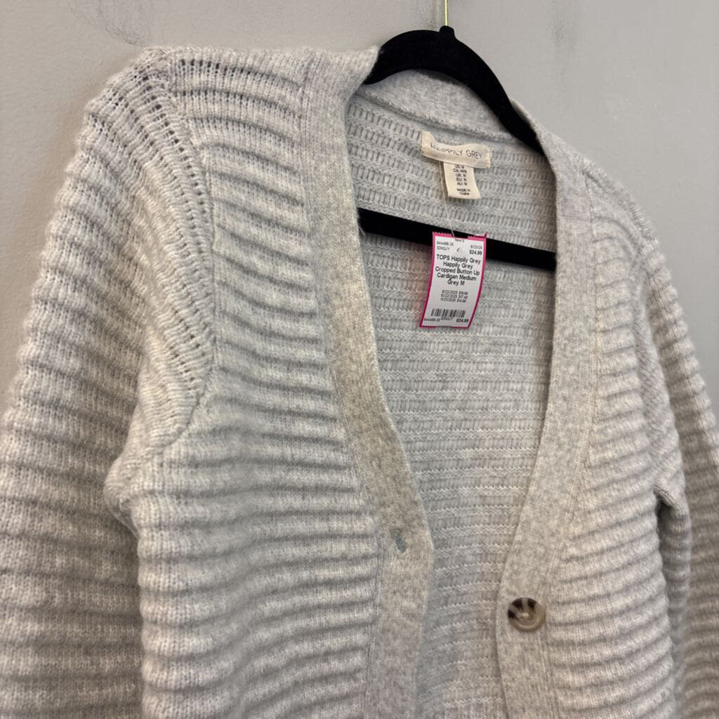 Happily Grey Cropped Button Up Cardigan Medium
