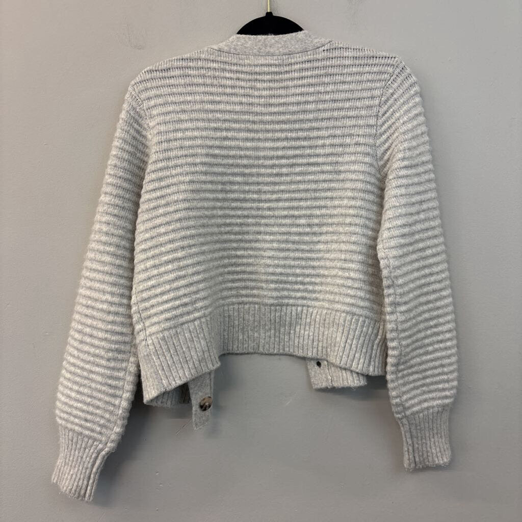 Happily Grey Cropped Button Up Cardigan Medium