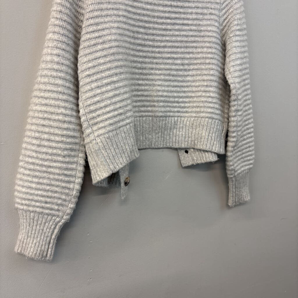 Happily Grey Cropped Button Up Cardigan Medium