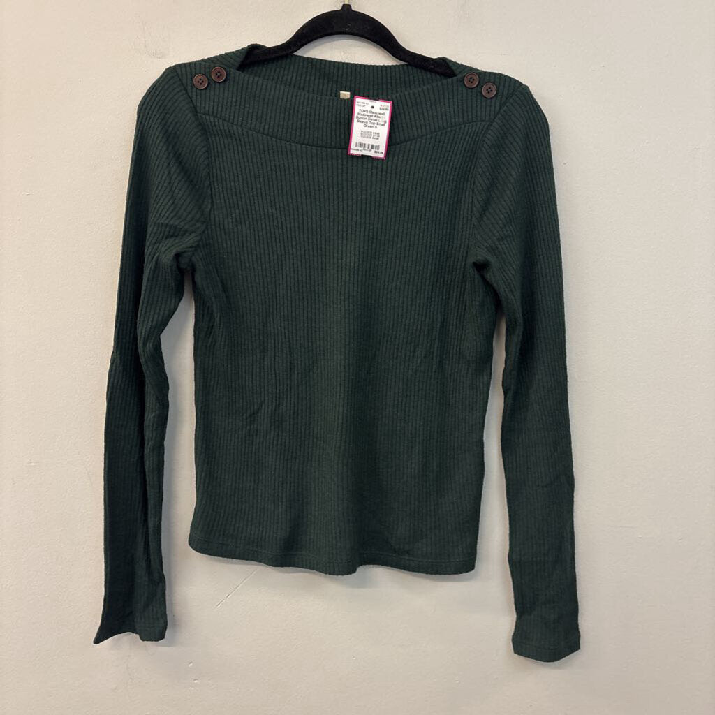 Madewell Ribbed Button Detail Long Sleeve Top Small