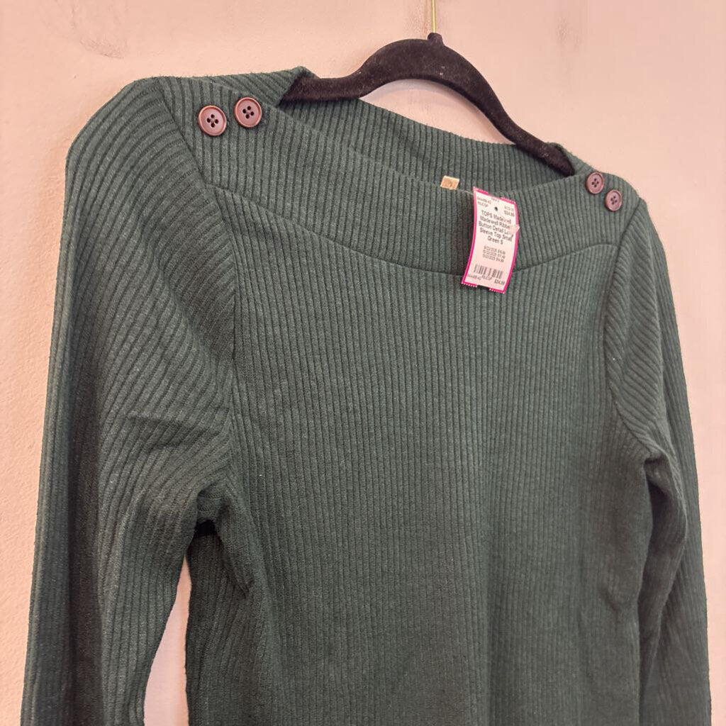 Madewell Ribbed Button Detail Long Sleeve Top Small