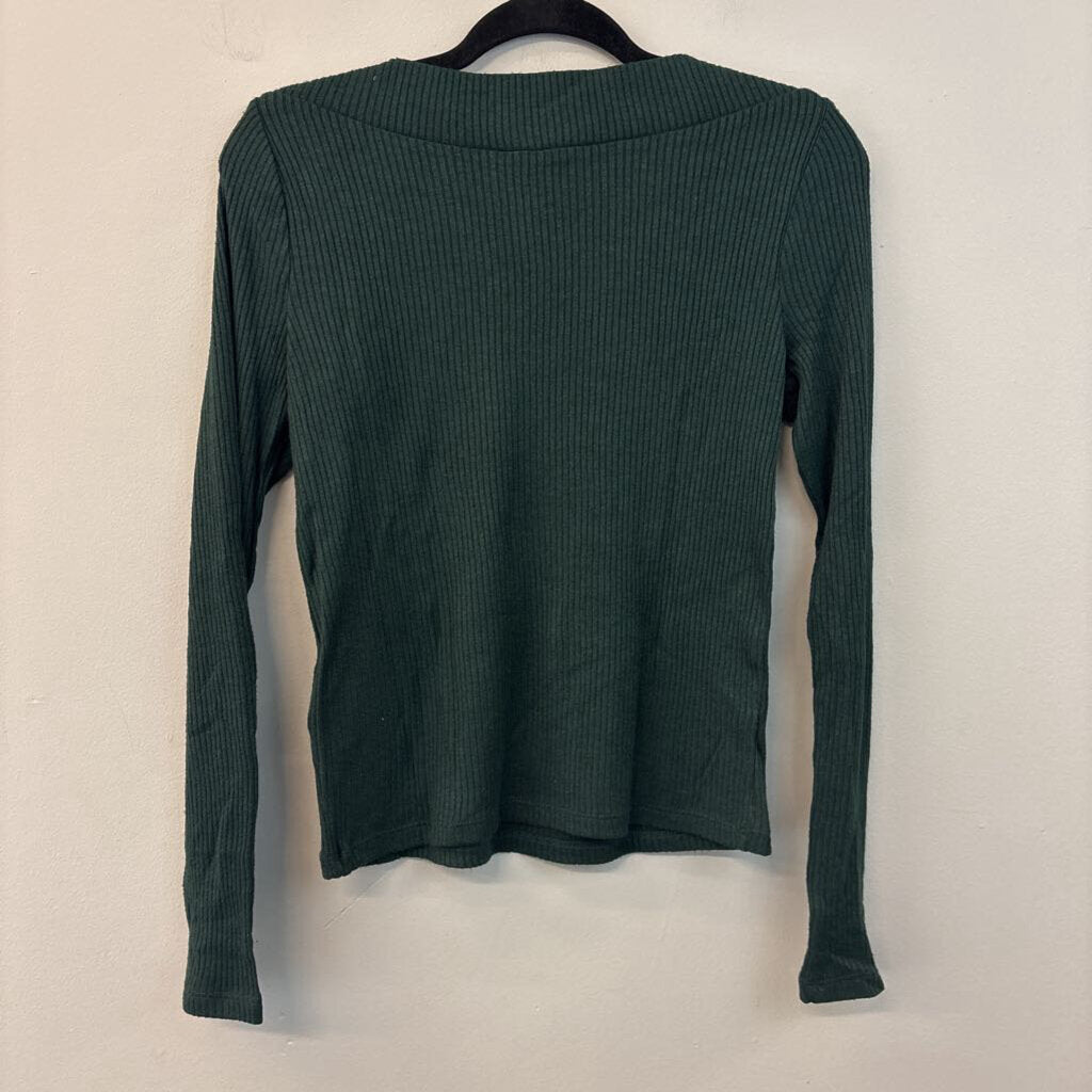 Madewell Ribbed Button Detail Long Sleeve Top Small