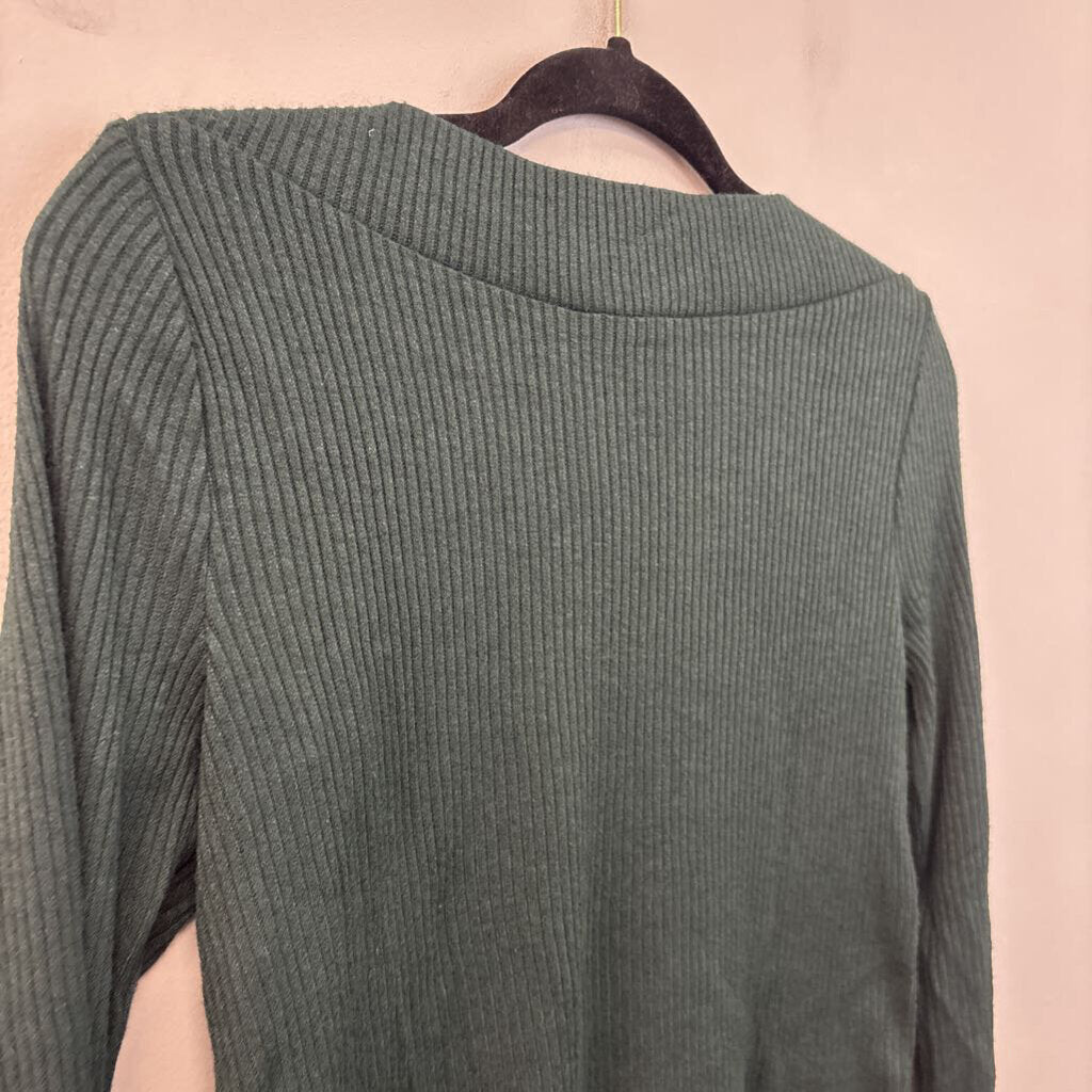 Madewell Ribbed Button Detail Long Sleeve Top Small