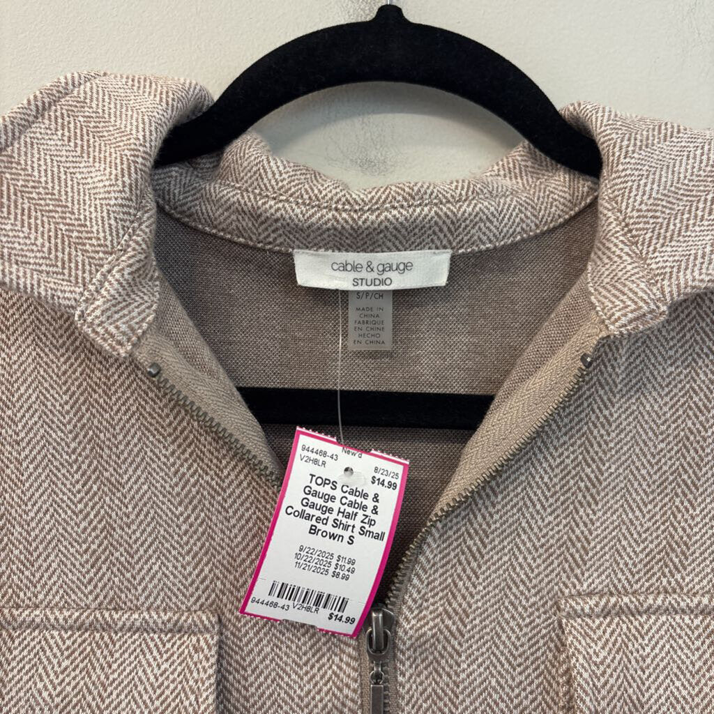 Cable & Gauge Half Zip Collared Shirt Small