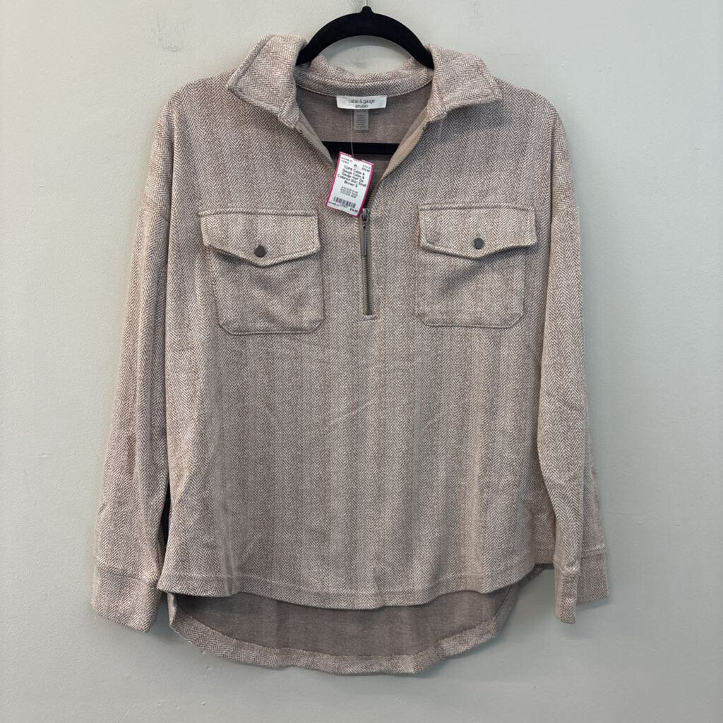 Cable & Gauge Half Zip Collared Shirt Small