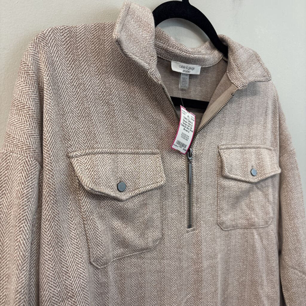 Cable & Gauge Half Zip Collared Shirt Small