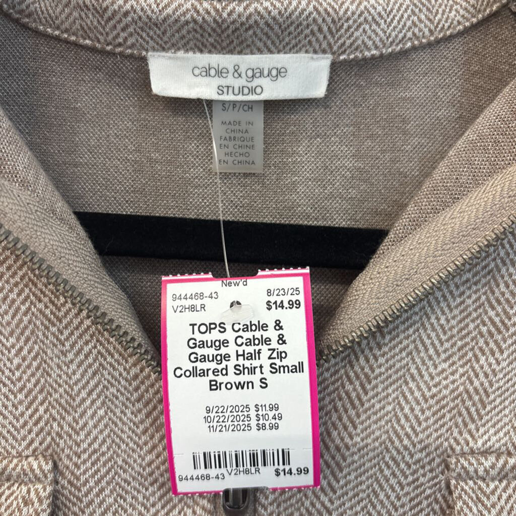 Cable & Gauge Half Zip Collared Shirt Small