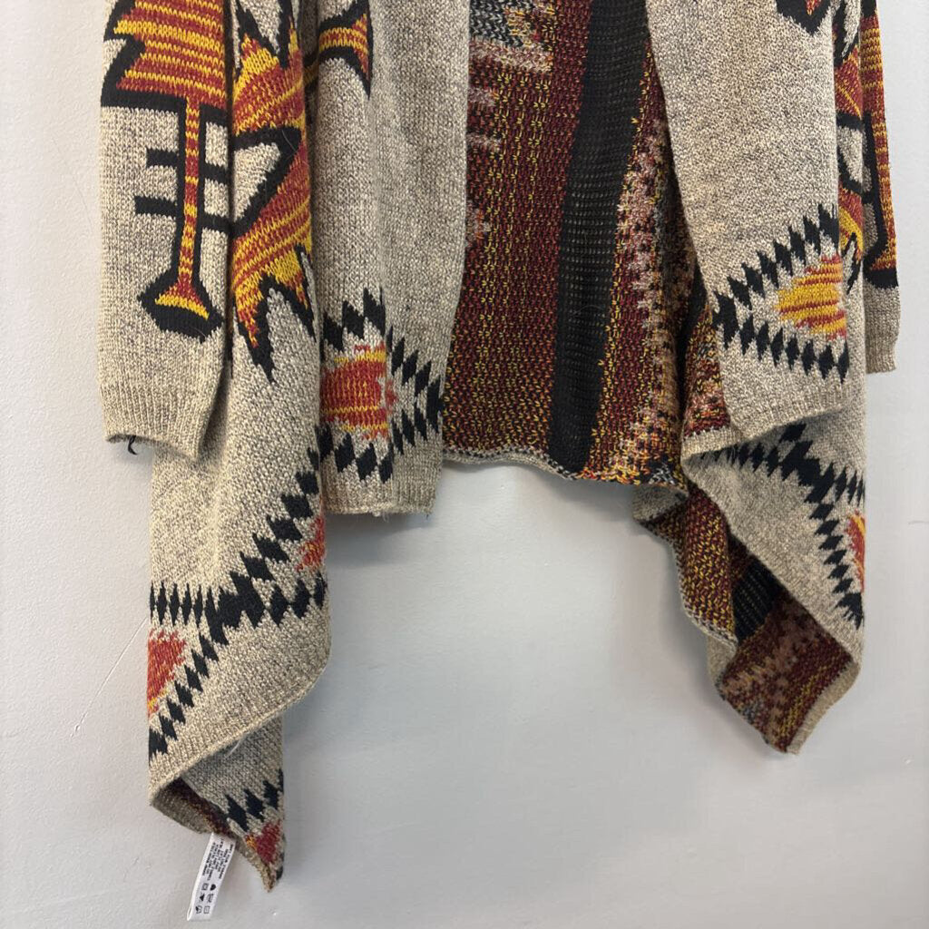 Western Print Open Cardigan One Size