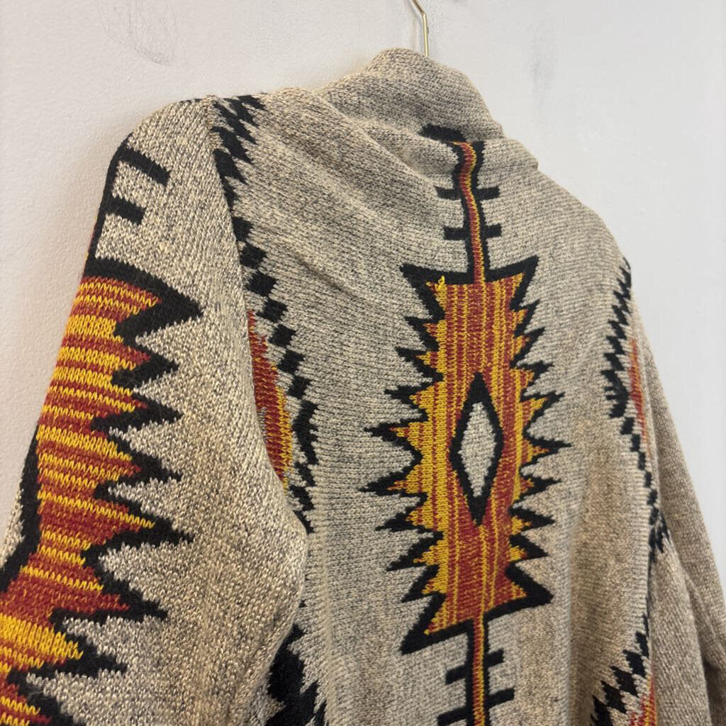 Western Print Open Cardigan One Size