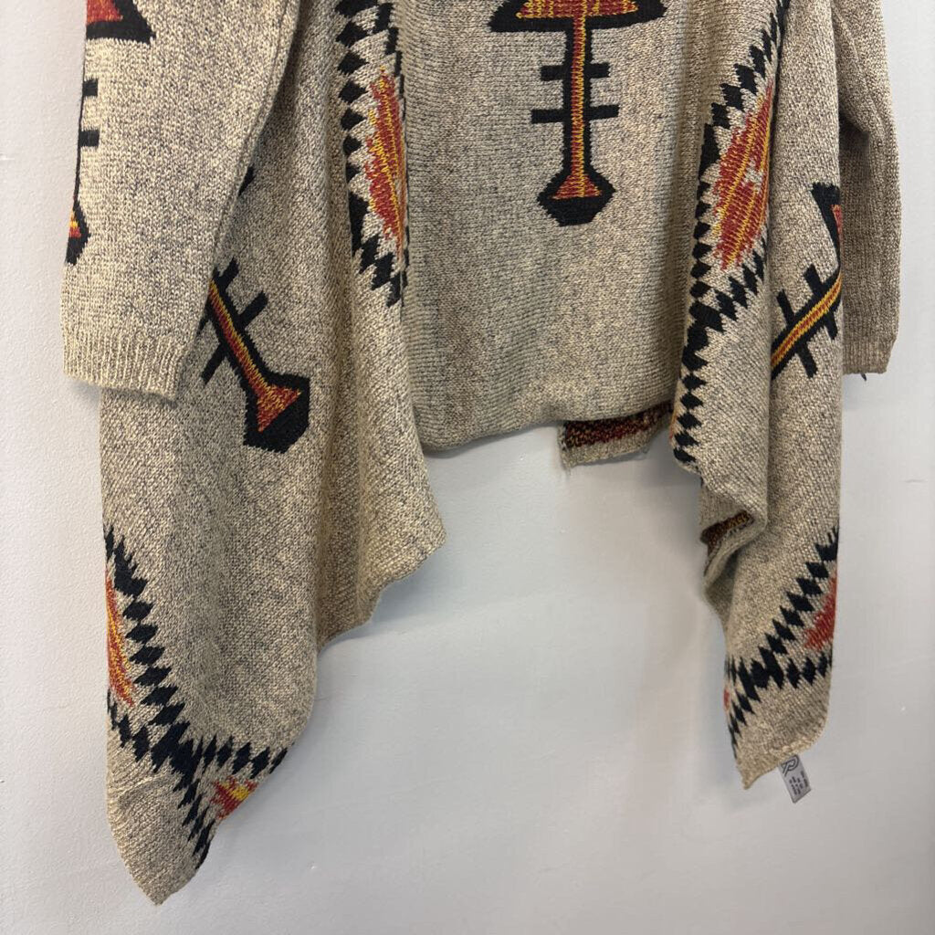 Western Print Open Cardigan One Size