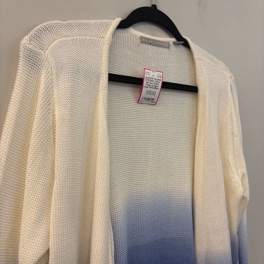 Valerie Stevens Ombre Fringe Cardigan Large
