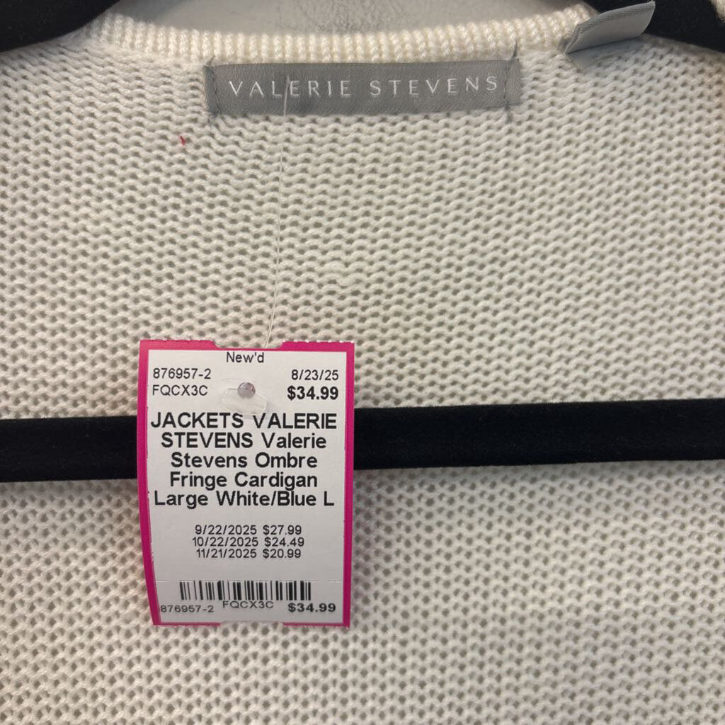Valerie Stevens Ombre Fringe Cardigan Large