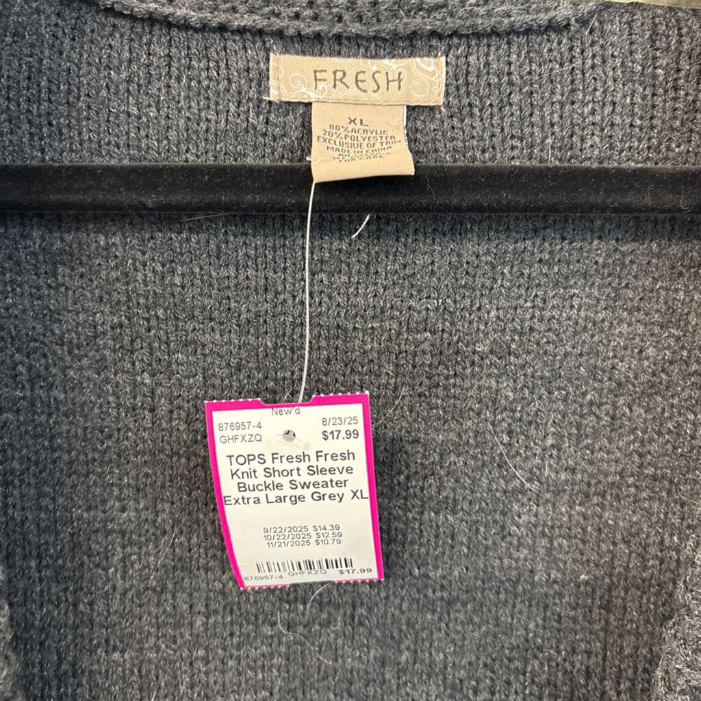 Fresh Knit Short Sleeve Buckle Sweater Extra Large