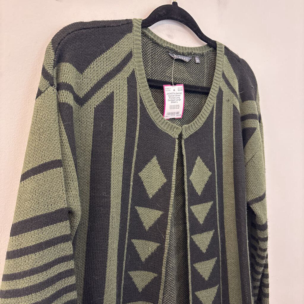 Hannah Green Printed Long Cardigan Large