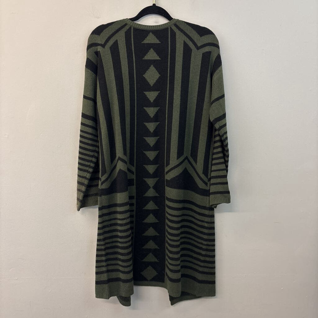 Hannah Green Printed Long Cardigan Large