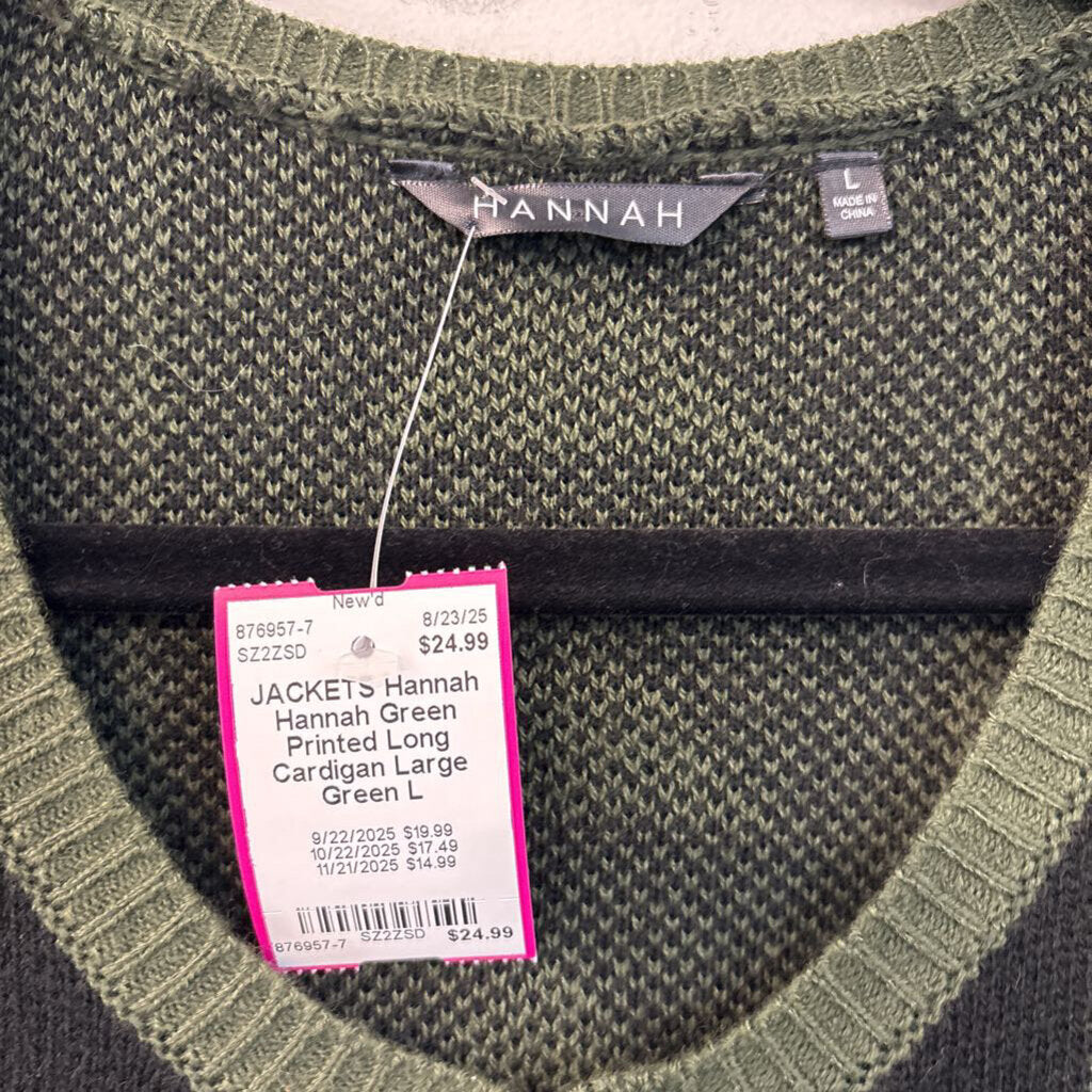 Hannah Green Printed Long Cardigan Large