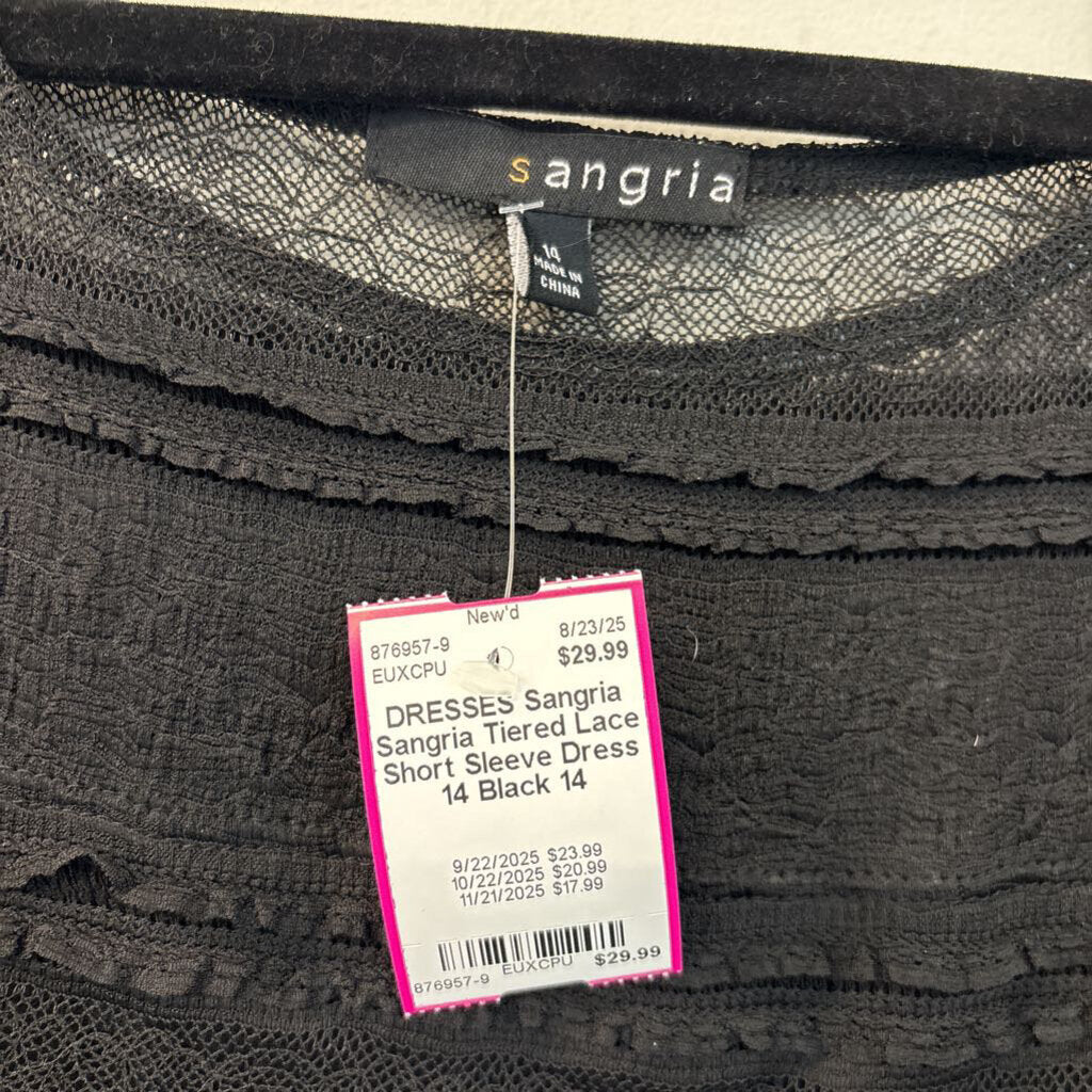 Sangria Tiered Lace Short Sleeve Dress 14