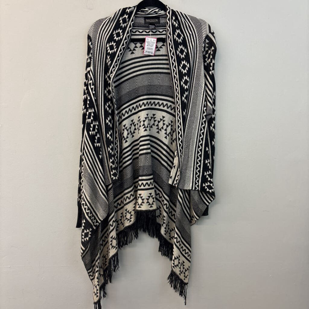 Maddison Printed Fringe Kimono Jacket Large