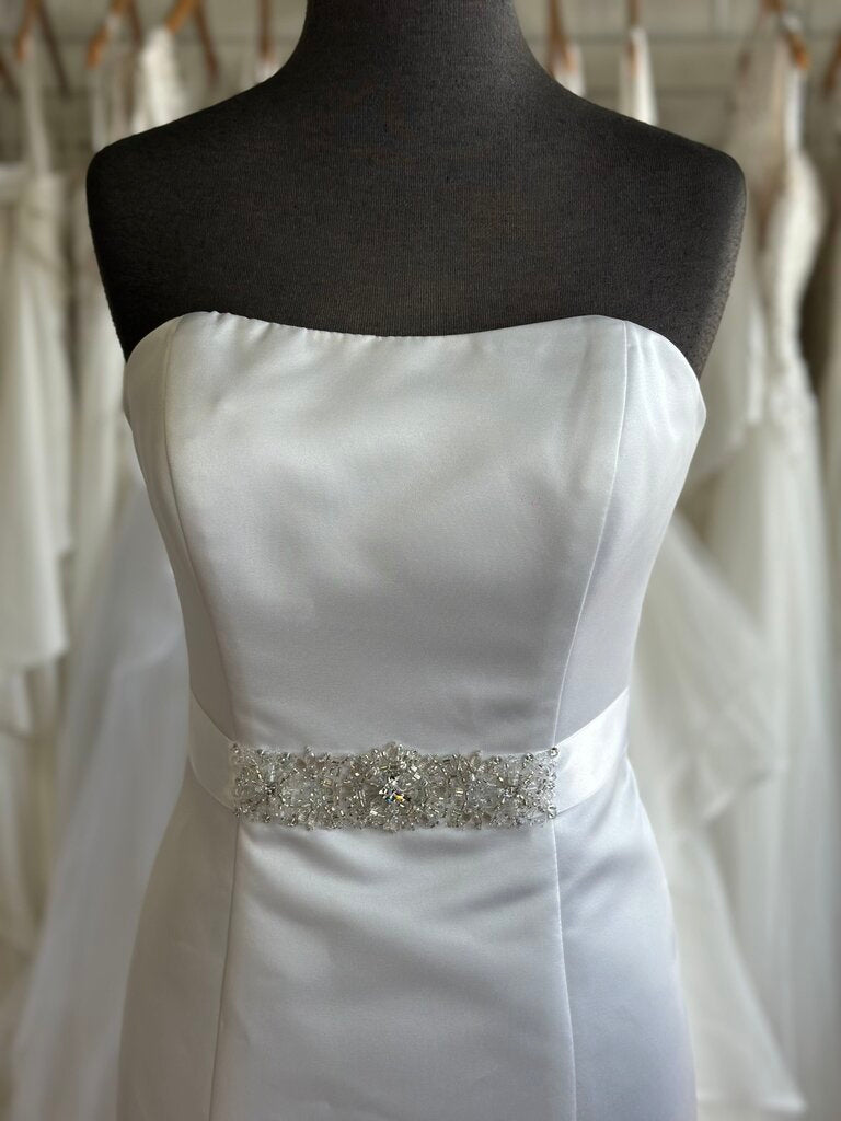 David's Bridal Satin Strapless Wedding Gown 8