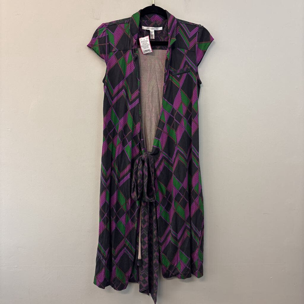 Diane Von Furstenberg Diamond Print Wrap Dress 10