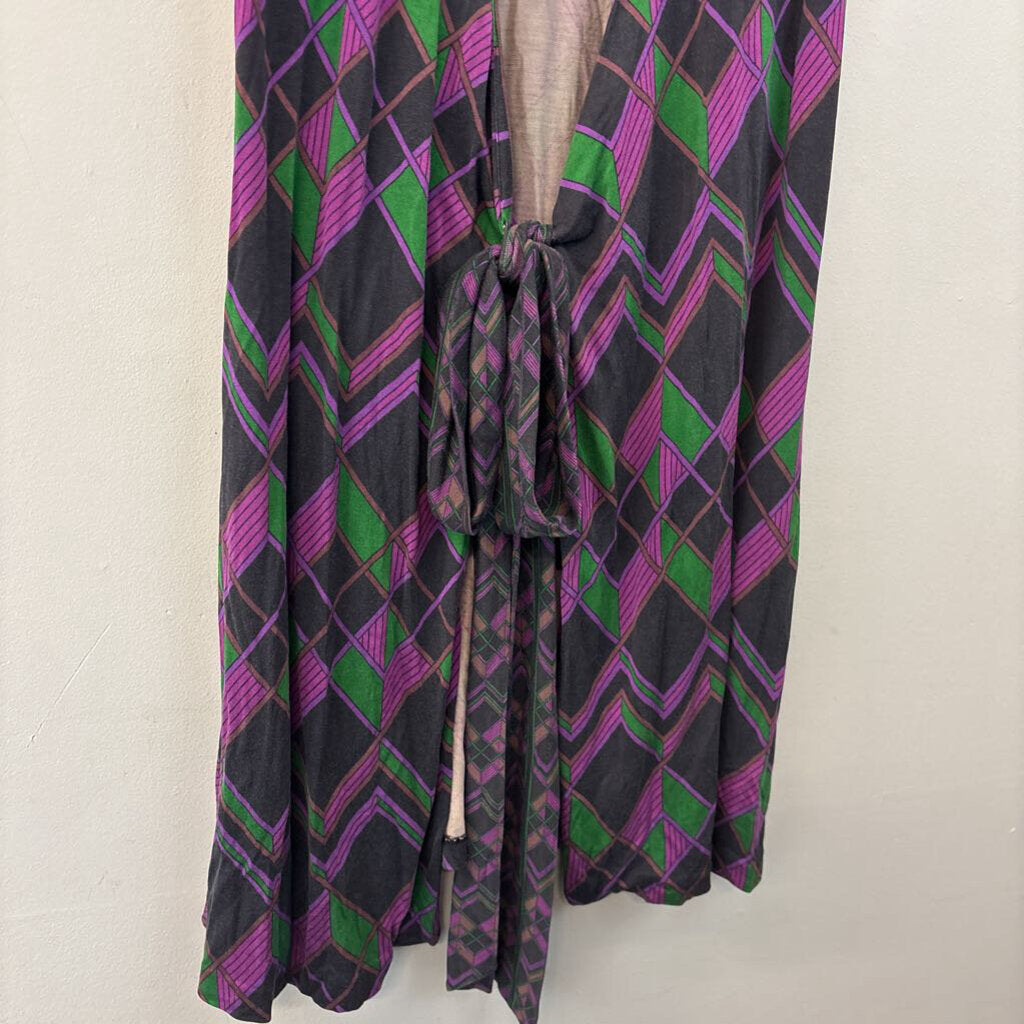 Diane Von Furstenberg Diamond Print Wrap Dress 10