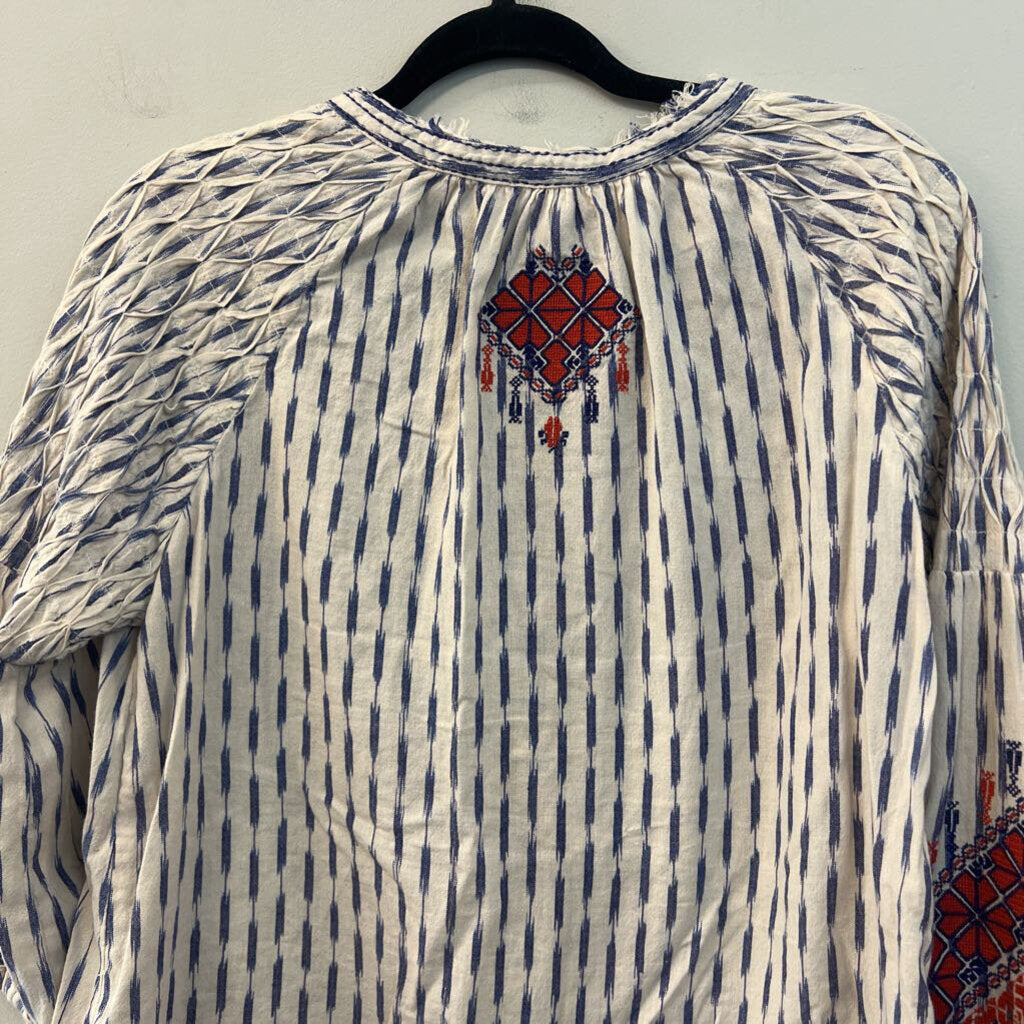 Sundance Embroidered Long Sleeve Button Up Top Medium