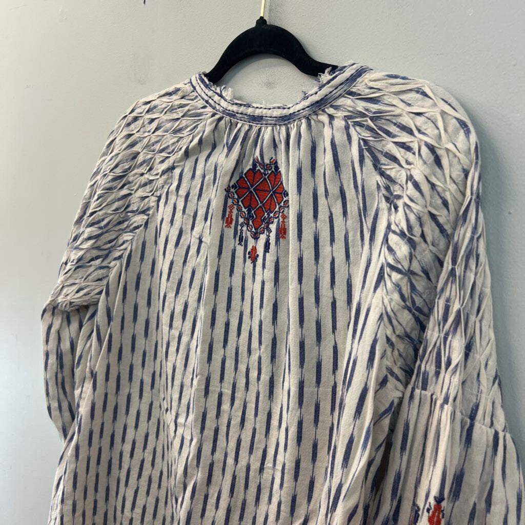 Sundance Embroidered Long Sleeve Button Up Top Medium