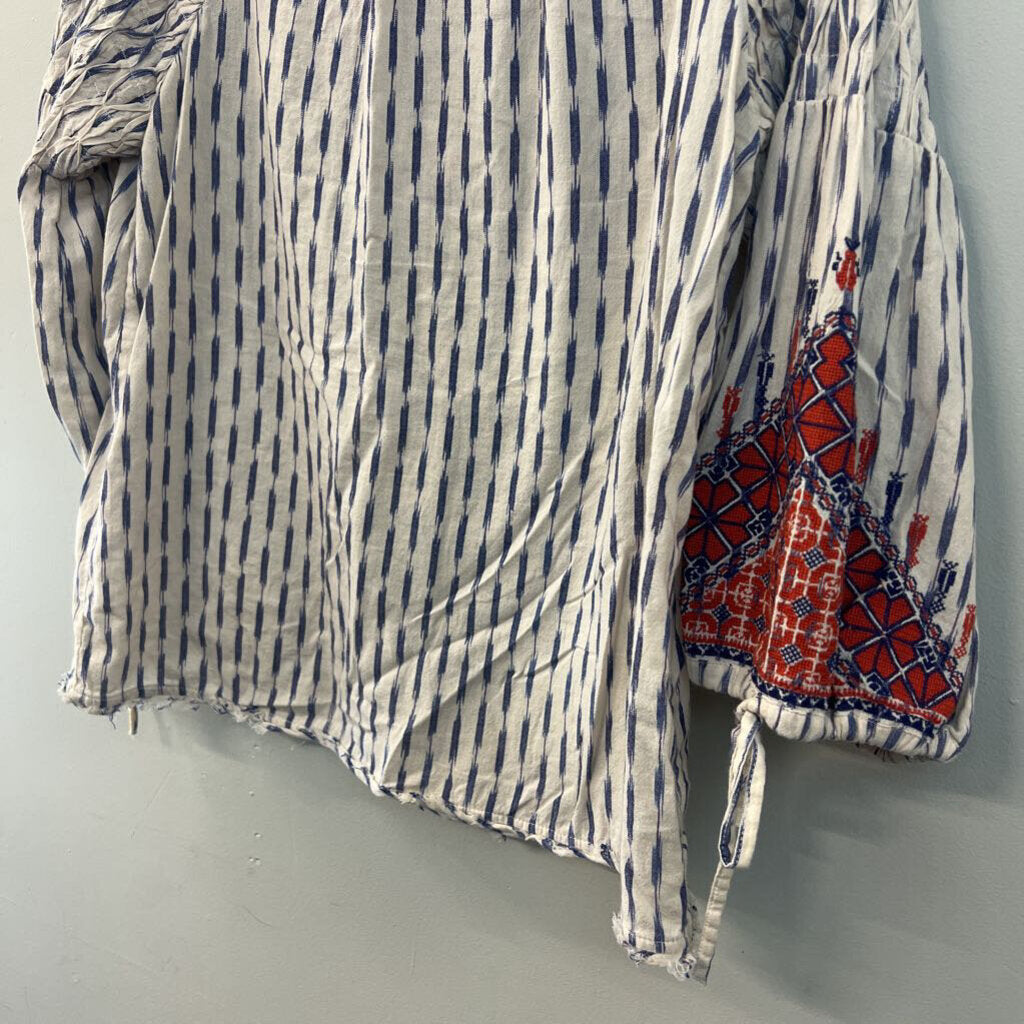Sundance Embroidered Long Sleeve Button Up Top Medium