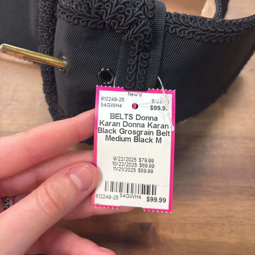 Donna Karan Black Grosgrain Belt Medium