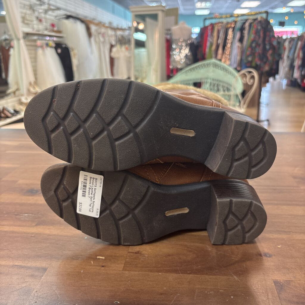 Softspots Brown Leather Soft Top Tall Boots 7