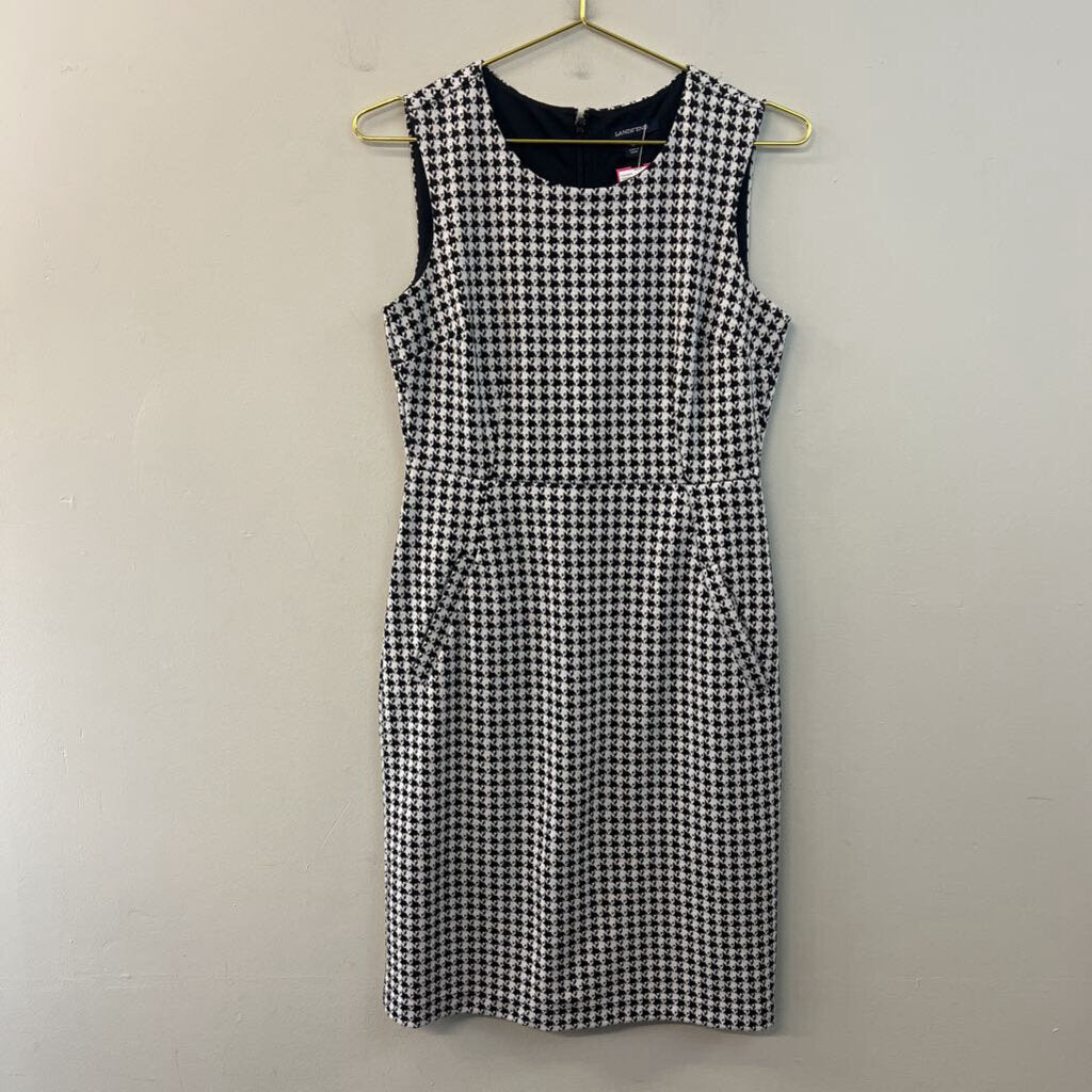 Lands End Black/ White Houndstooth Sleeveless Dress 4