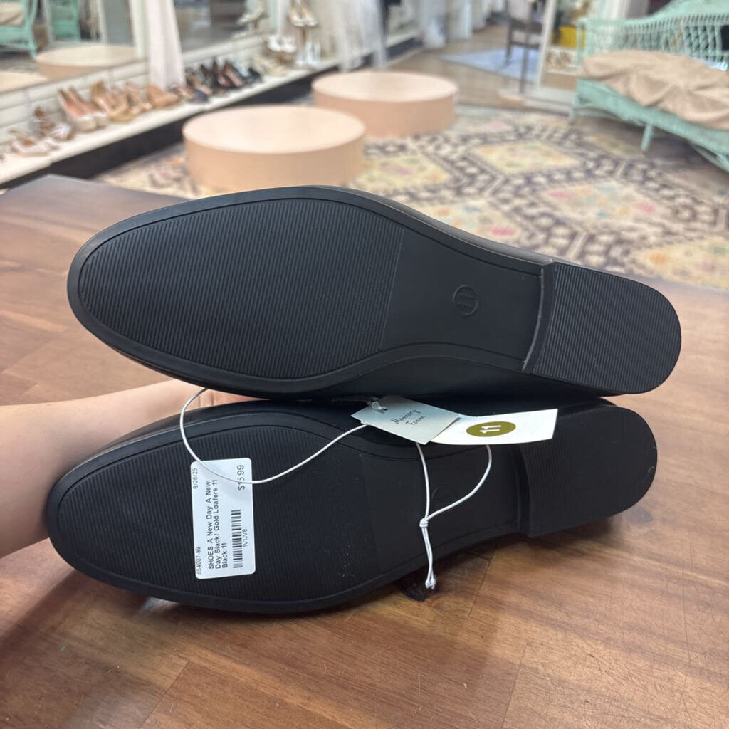 A New Day Black/ Gold Loafers 11
