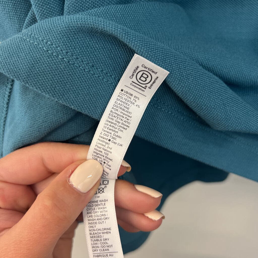 Athleta Teal Short Sleeve Henley Top Medium