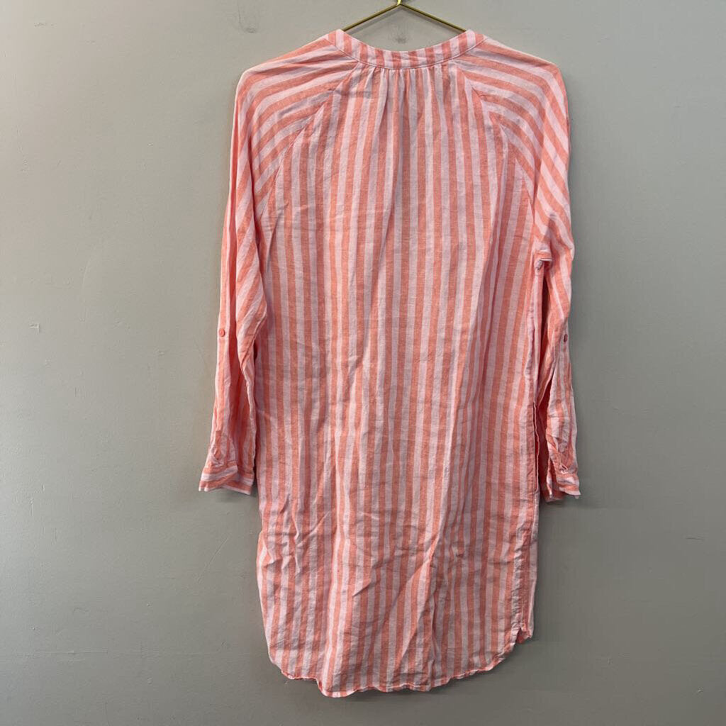 Martha Stewart Pink Striped Long Sleeve Dress Medium