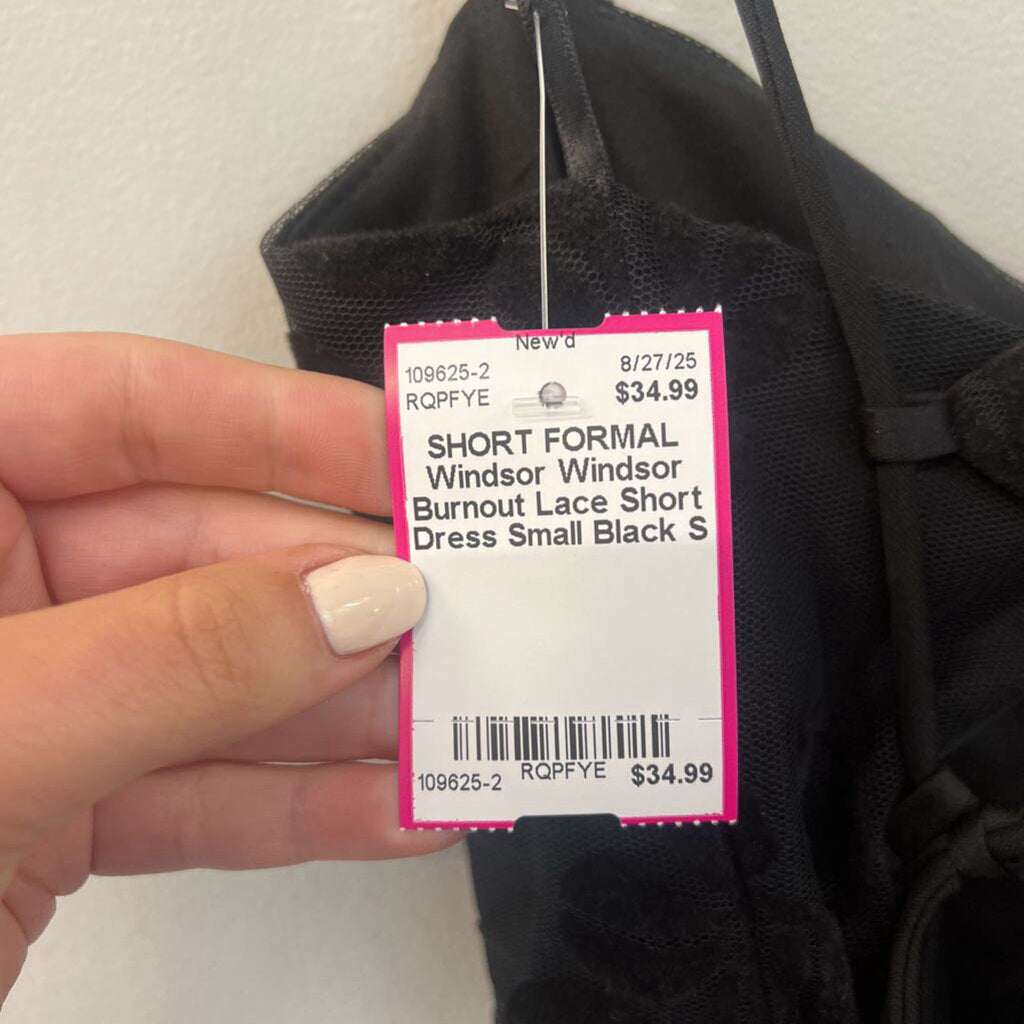 Windsor Burnout Lace Short Dress Small