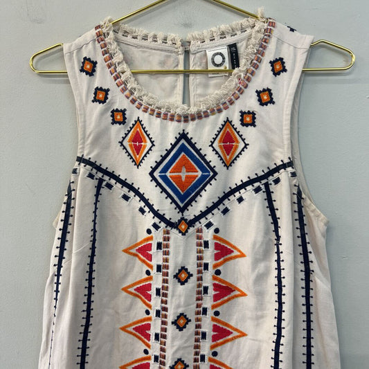 Anthropologie Beige/ Multi Embroidered Tank Shift Dress 4