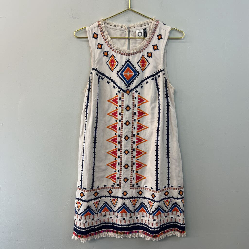 Anthropologie Beige/ Multi Embroidered Tank Shift Dress 4