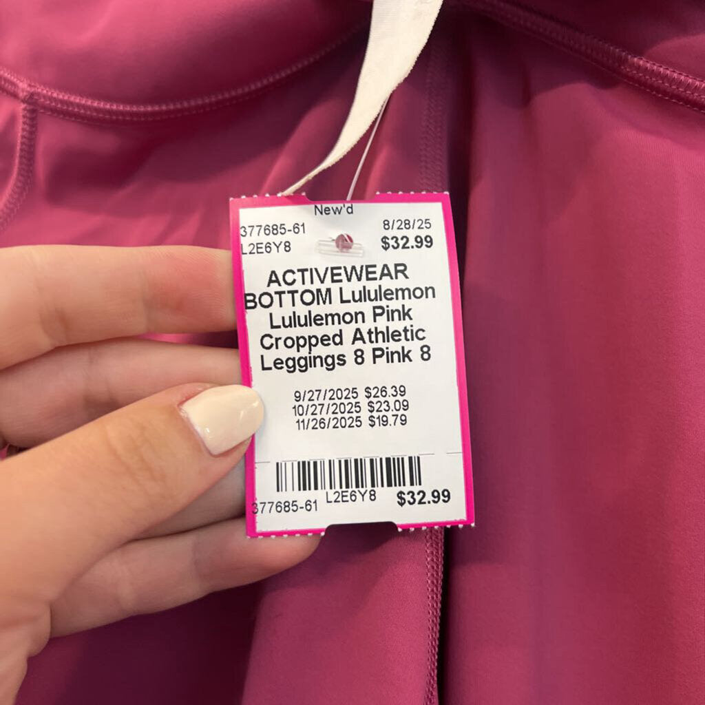 Lululemon Pink Cropped Athletic Leggings 8