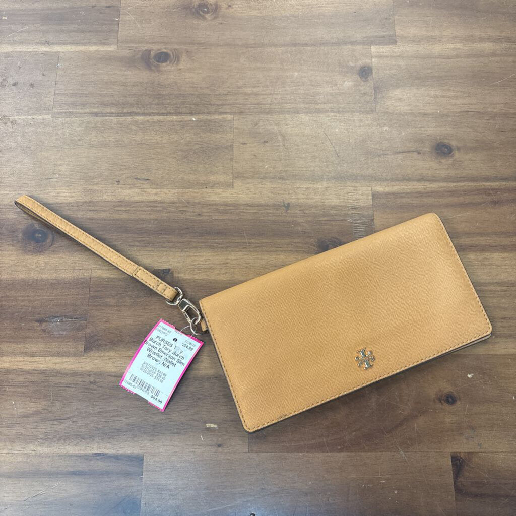 Tory Burch Brown Emerson Slim Wristlet Wallet