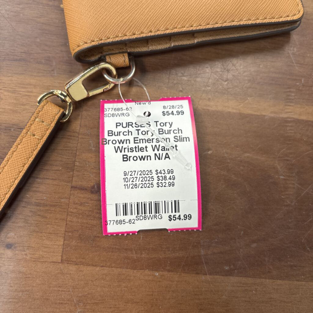 Tory Burch Brown Emerson Slim Wristlet Wallet