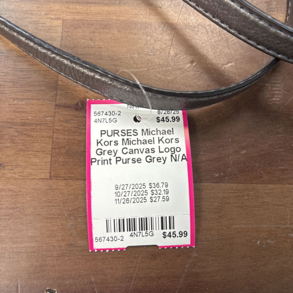Michael Kors Grey Canvas Logo Print Purse